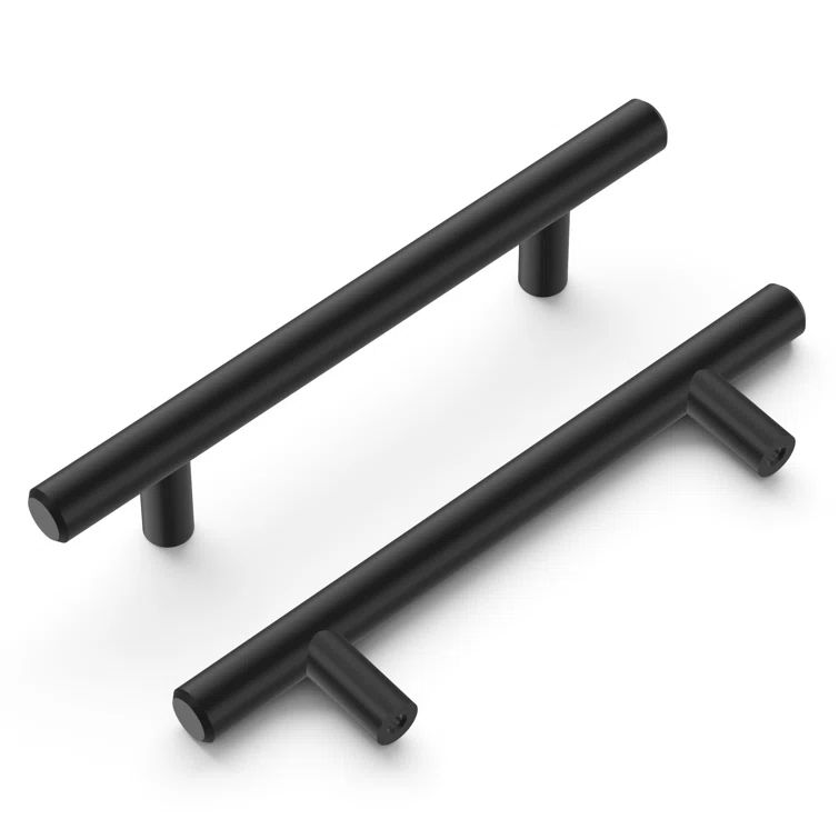 Matte Black Steel Modern Bar Pulls with Mounting Hardware