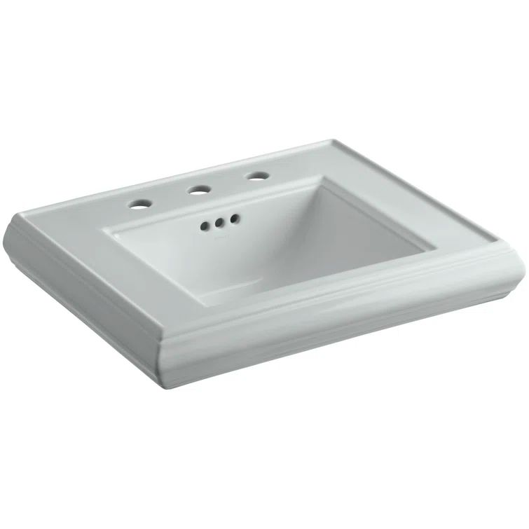 Ice Grey Ceramic Rectangular Pedestal Bathroom Sink