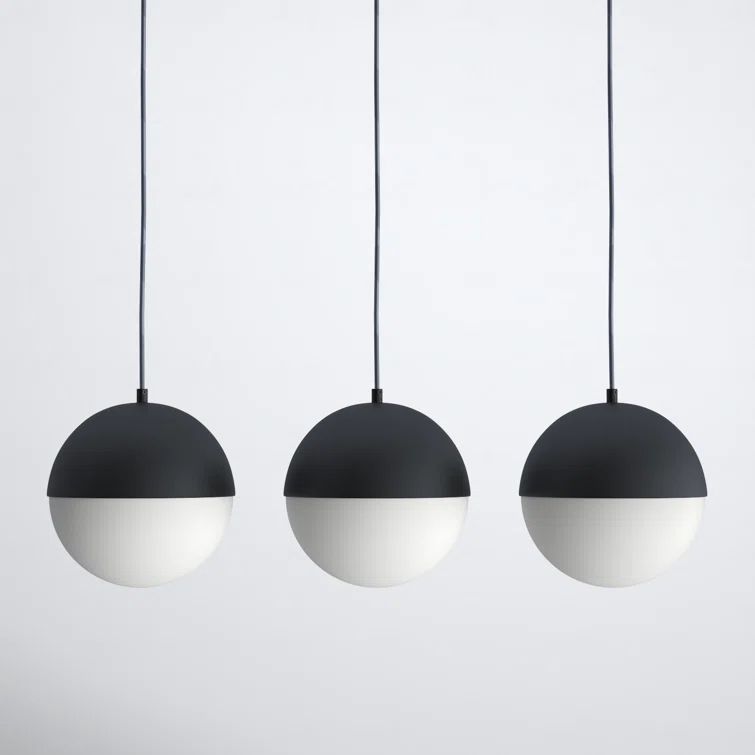 Sleek Modern Black Nickel 3-Light LED Pendant with Satin White Glass