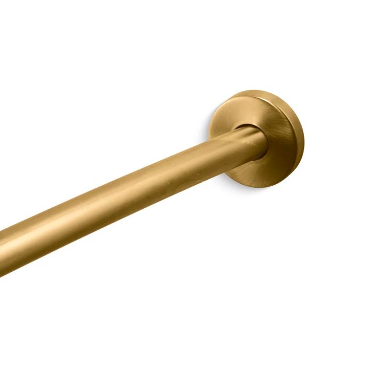 Vibrant Brushed Moderne Brass Curved Wall Mounted Shower Rod