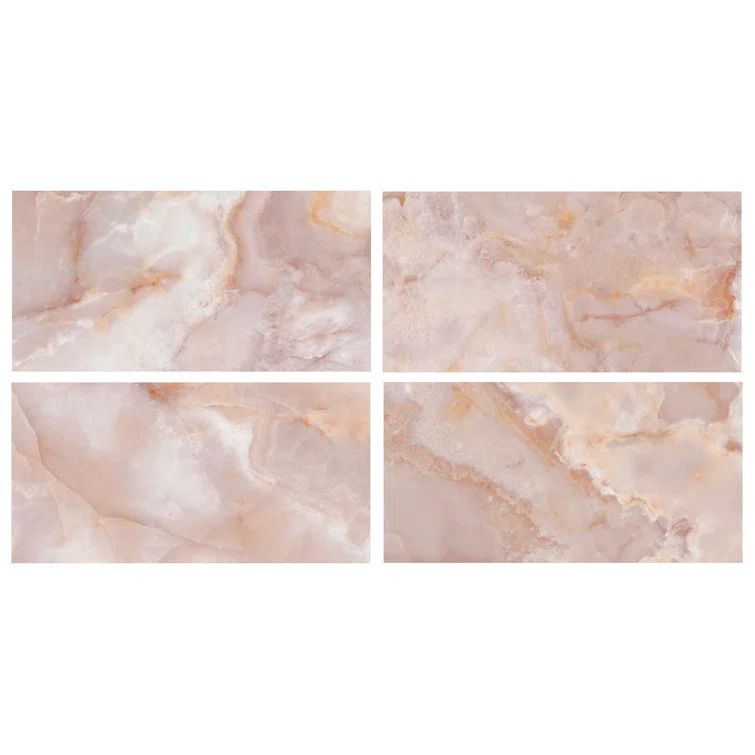 Calla 24" x 47" Coral Porcelain Marble Look Wall & Floor Tile