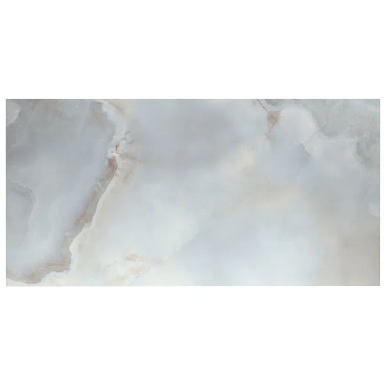 Bijou 24" x 48" Gray Polished Porcelain Marble Look Tile
