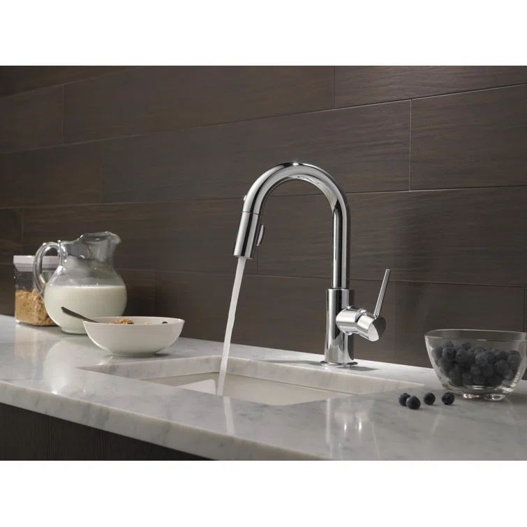 Chrome 13" Brass Deck Mounted Bar/Prep Faucet with Pull-out Spray