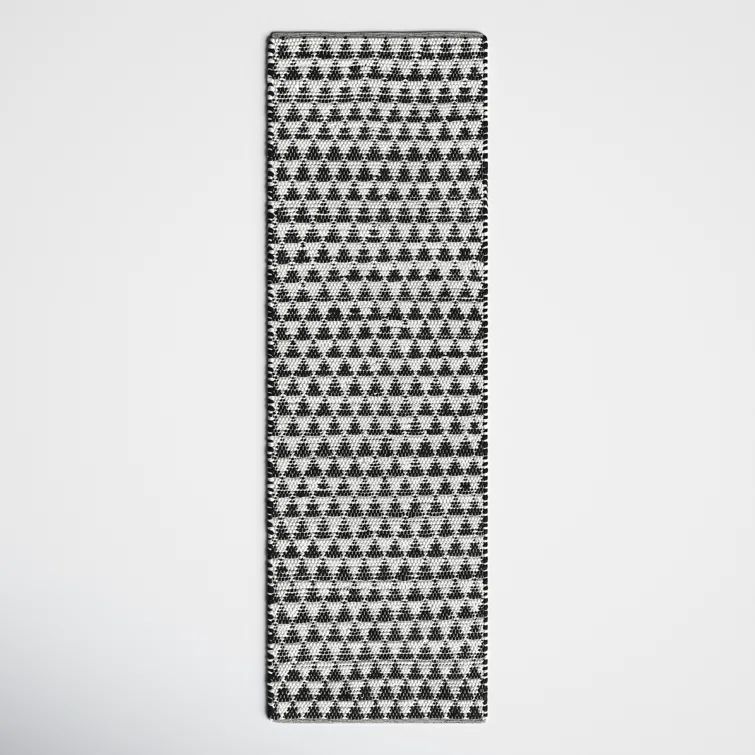 Elisha Black and White Geometric Hand-Woven Runner Rug