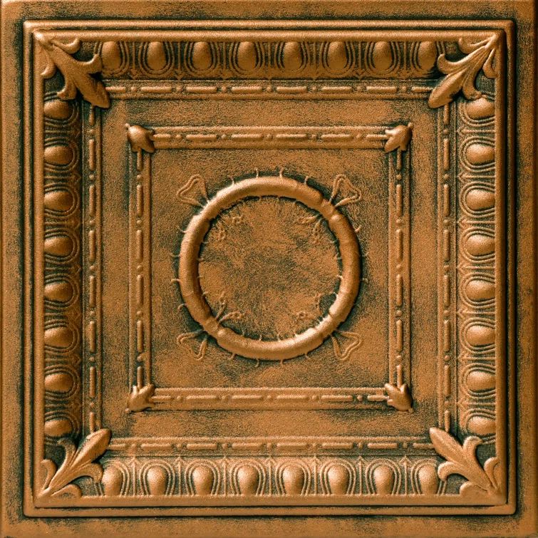 Antique Bronze Polystyrene Glue-Up Ceiling Tile, 1.6 ft x 1.6 ft