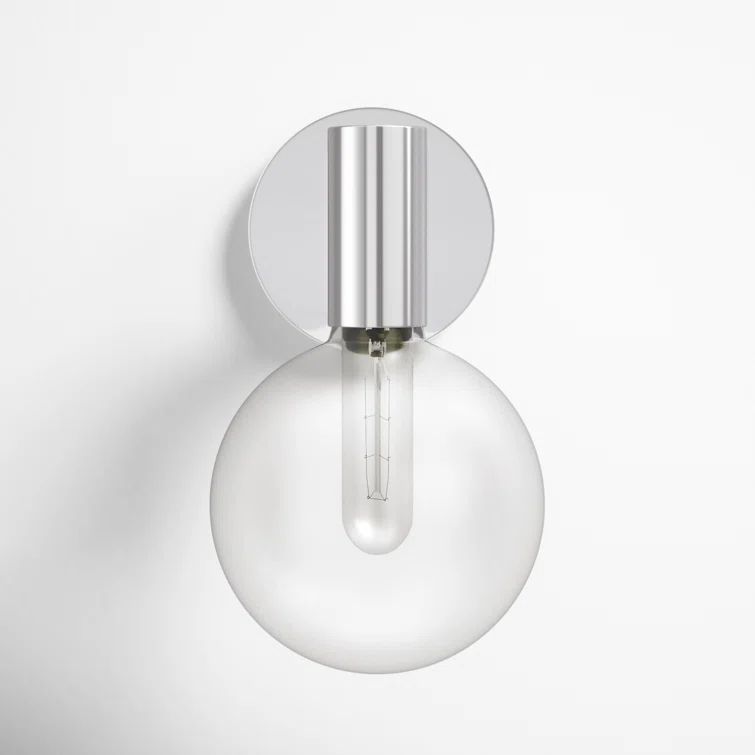 Chrome Globe Clear Glass Shade Dimmable Sconce