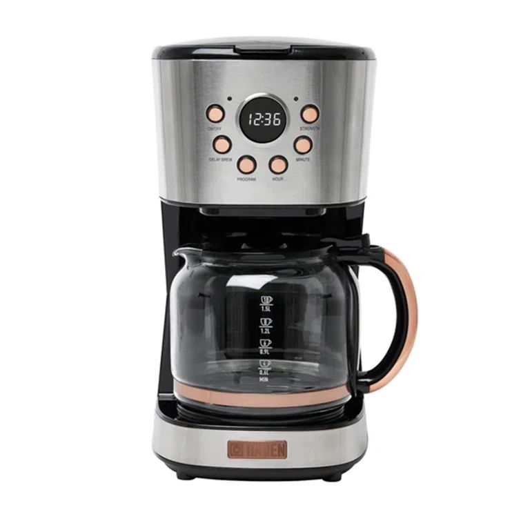Haden 12-Cup Programmable Steel & Copper Drip Coffee Maker