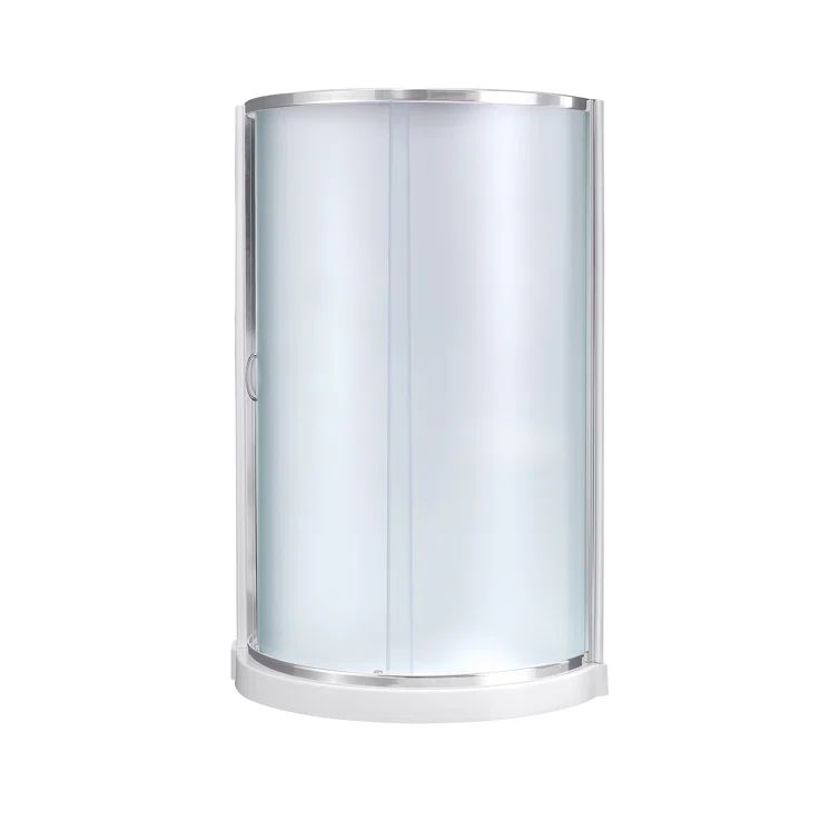 Breeze 34" Frosted Glass Round Sliding Shower Kit with Acrylic Base