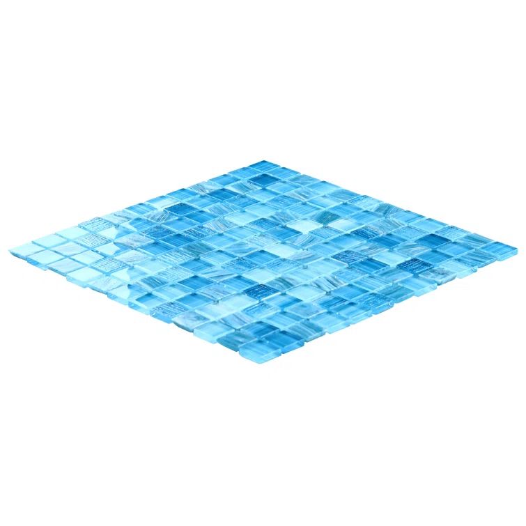 Jayla Ocean Blue Polished Glass Mosaic Tile for Walls