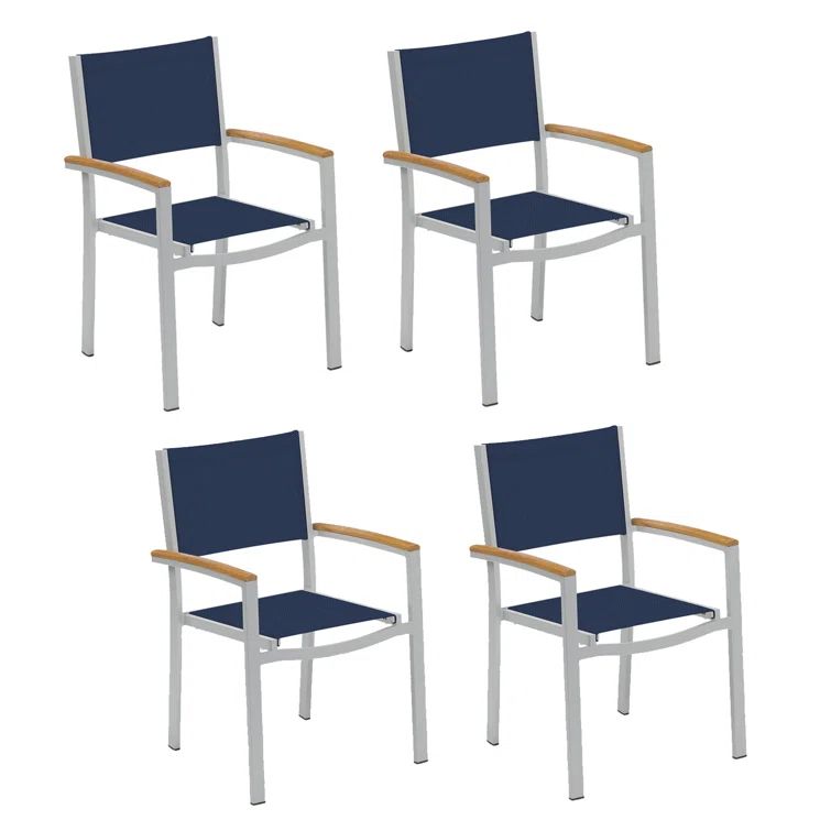 Flint and Ink Pen Aluminum Sling Dining Arm Chair Set