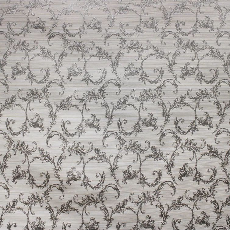 Silver Floral Jacquard Velvet Upholstery Fabric by the Yard