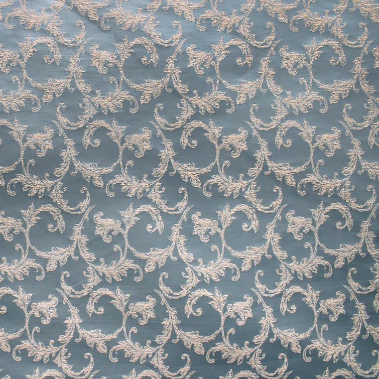 Denim Blue Floral Jacquard Velvet Upholstery Fabric