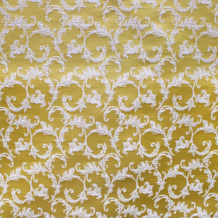 Gold Floral Jacquard Polyester Upholstery Fabric