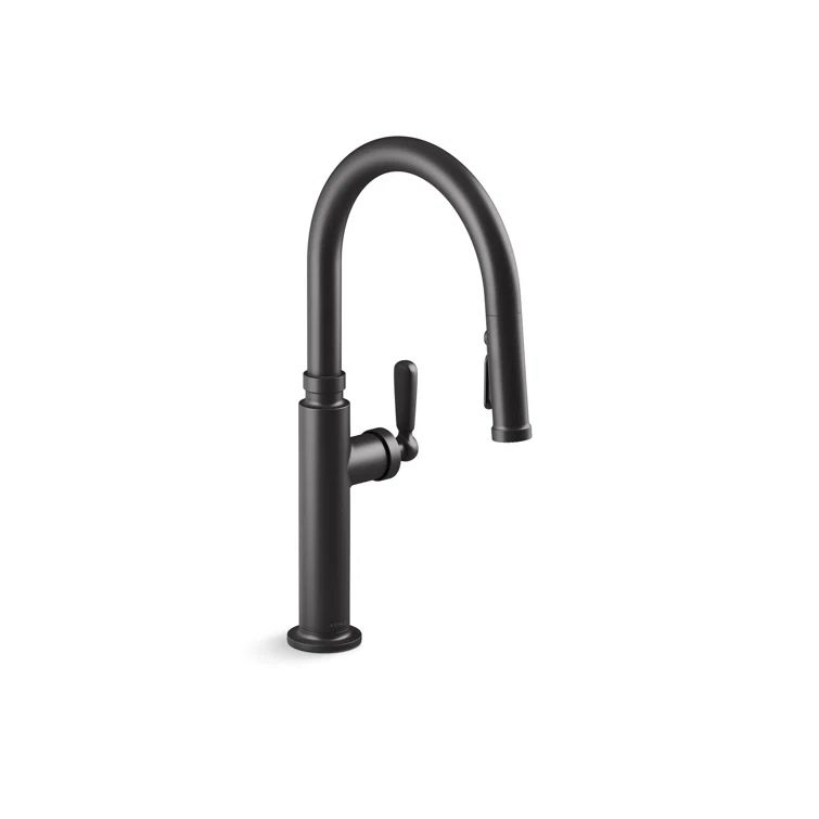 Matte Black Single Handle Pull-Down Kitchen Faucet with Sprayhead