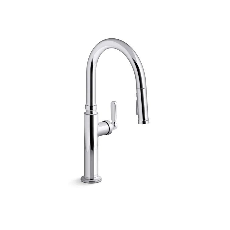 Polished Chrome Pull-Down Kitchen Faucet with Sprayhead