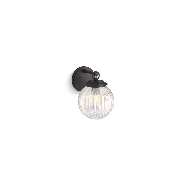 Matte Black Glass Globe Wall Sconce