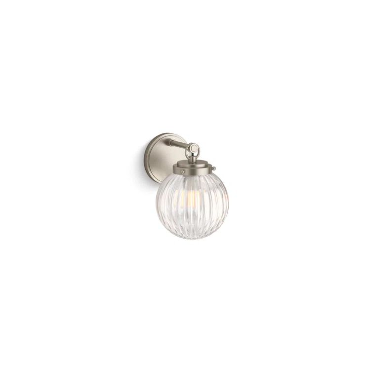 Brushed Nickel Glass Globe Direct Wired Sconce