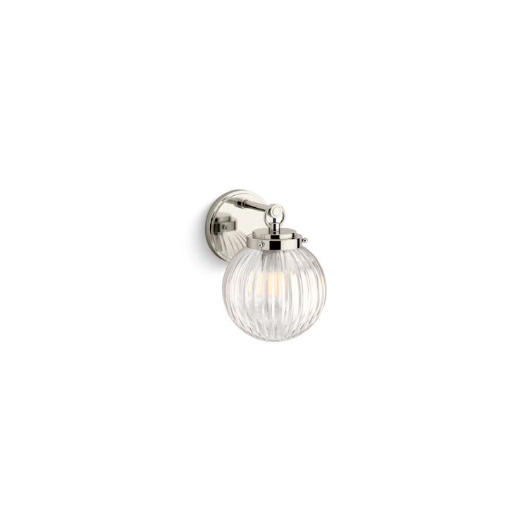 Polished Nickel Glass Globe Wall Sconce