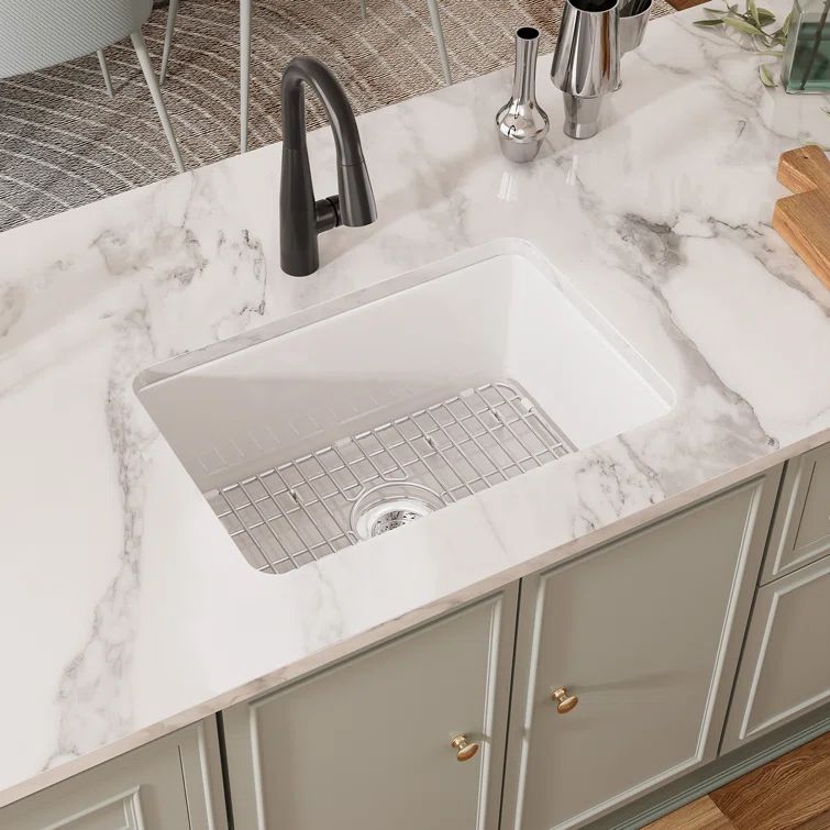 Oslo White Fireclay Single Bowl Drop-In Kitchen Sink