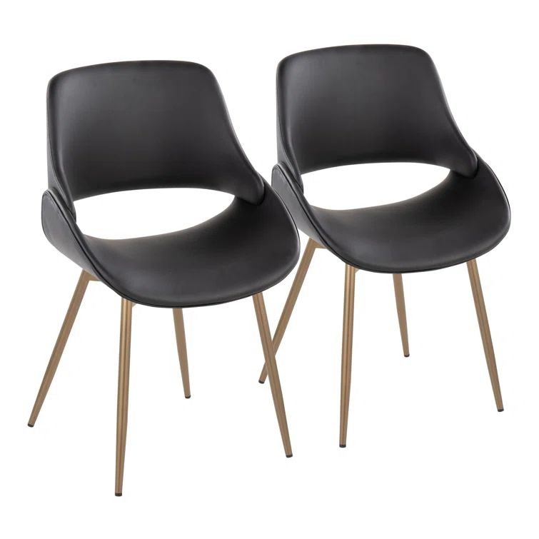 Black Faux Leather Upholstered Side Chair with Metal Legs
