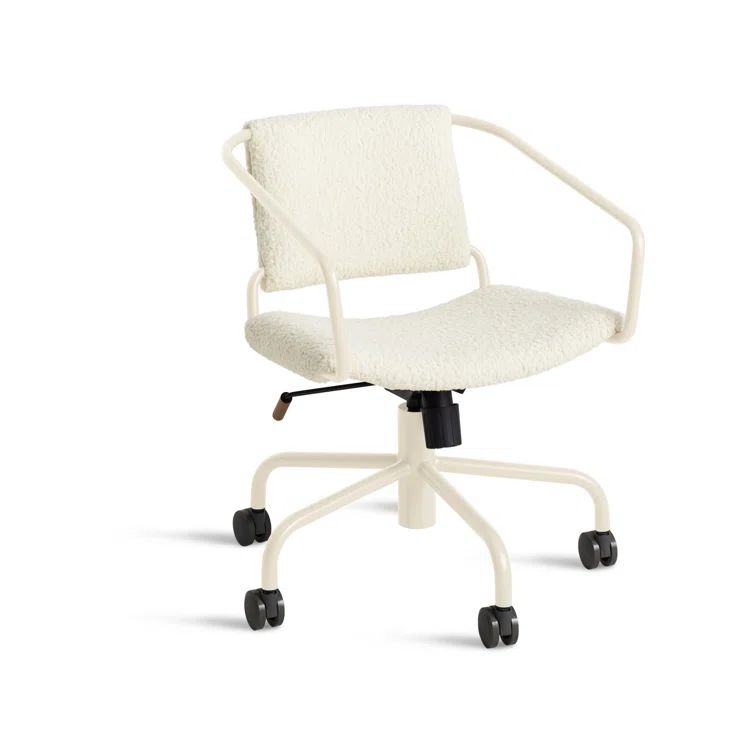 Ivory Fabric Swivel Task Chair with Metal Base