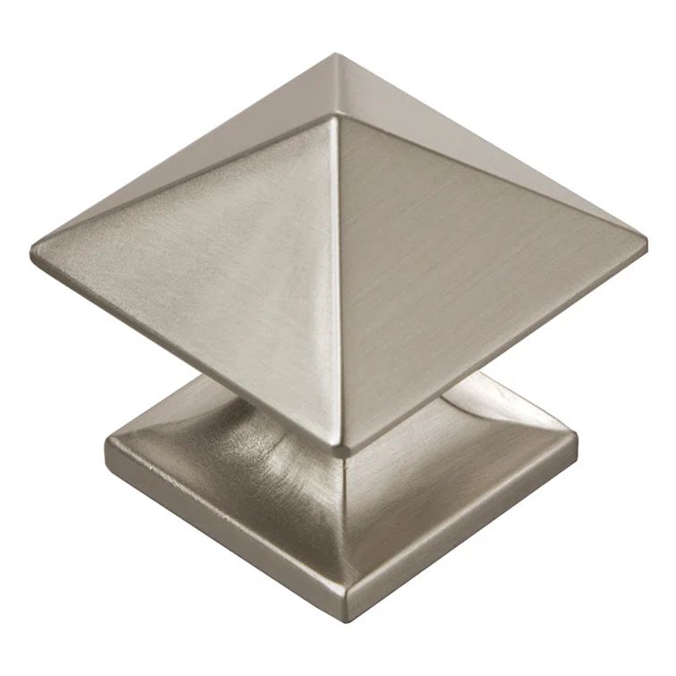 Matte Stainless Steel Square Modern Knob with Mounting Hardware