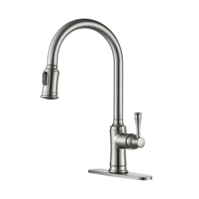 Brushed Nickel Single Handle Pull-out Kitchen Faucet with Sprayer