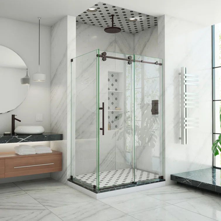 Enigma-XO 72" Polished Stainless Steel Frameless Shower Enclosure