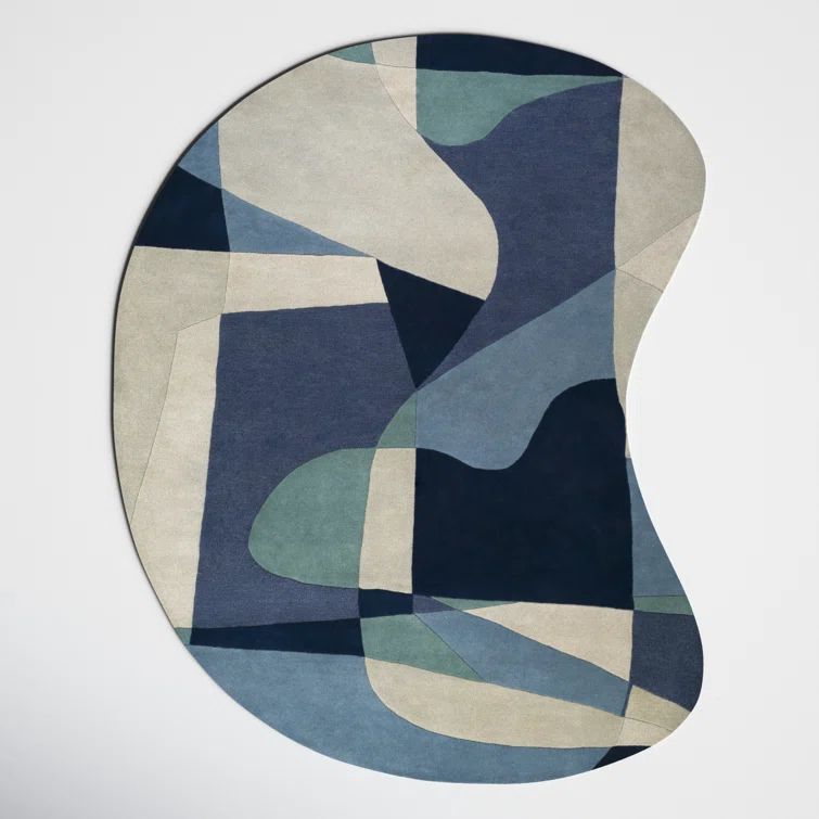 Elegant Blue Wool 6' x 9' Hand-Tufted Rectangular Rug