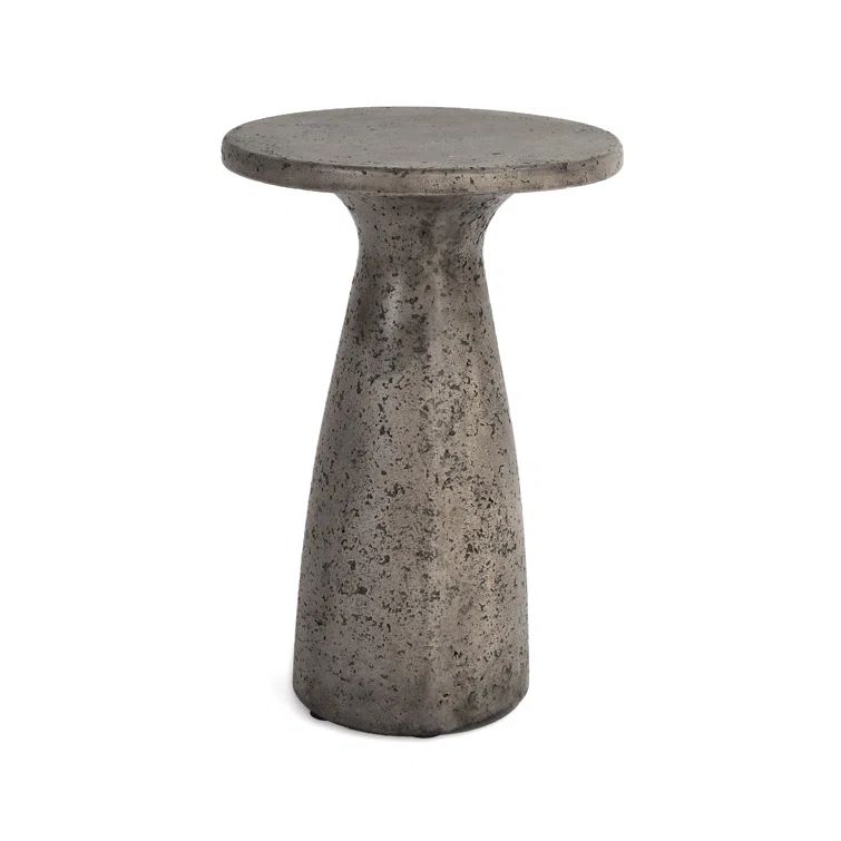 Gray Concrete Round Outdoor Accent Table