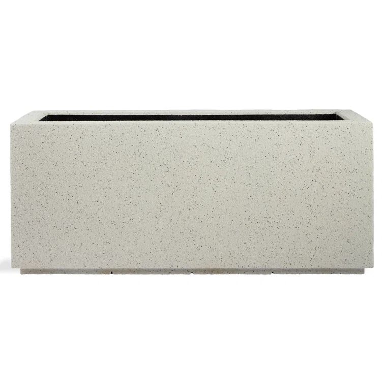 Large White Granite Polymer Outdoor Rectangular Planter