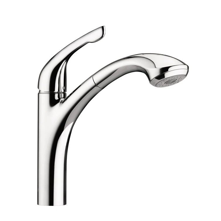 Chrome Brass Pull-Out Spray Kitchen Faucet, 12 5/8"