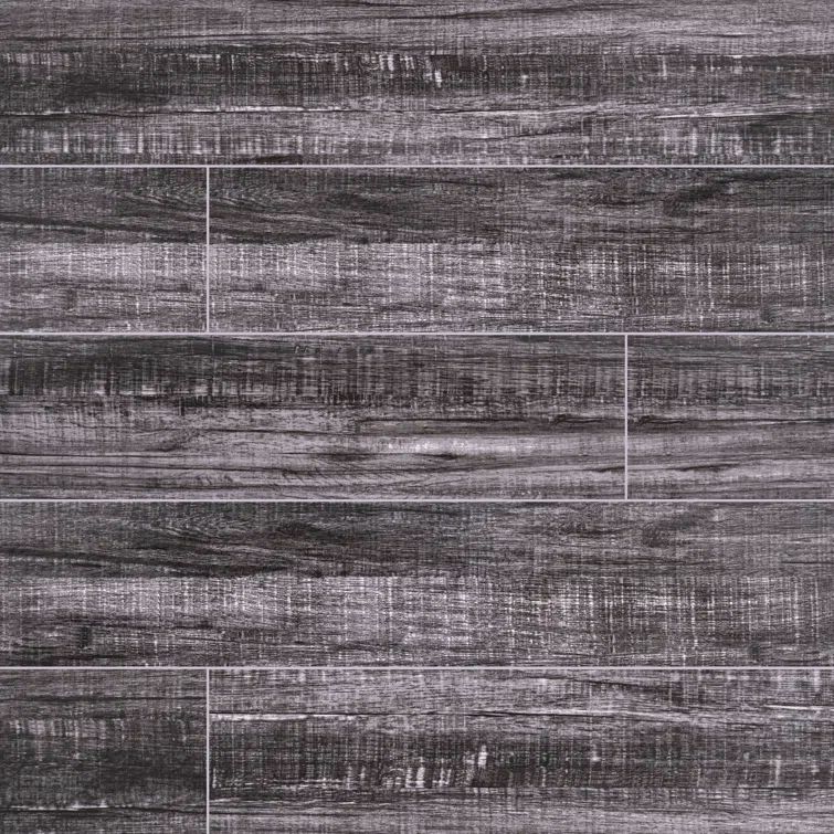 Obsidian Gray Matte Ceramic Wood Look Floor and Wall Tile