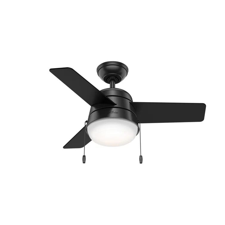 Hunter Matte Black 36" Ceiling Fan with LED Light and Walnut Blades