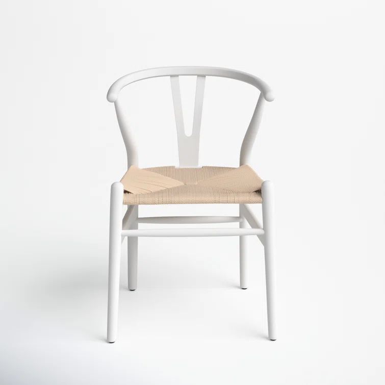 Wyn Solid Wood Weave Mid-Century Modern Dining Chair in White