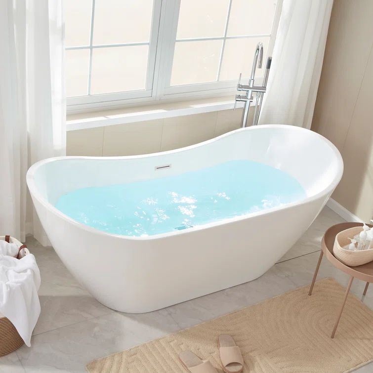 Ophelia 71" Pure White Freestanding Acrylic Soaking Bathtub