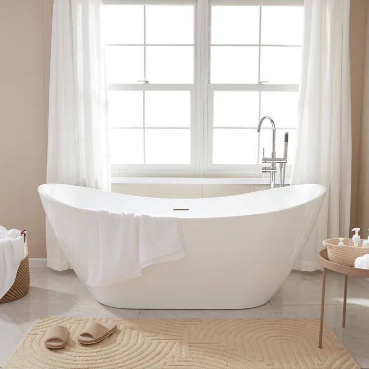 Ophelia 71" White Acrylic Freestanding Soaking Bathtub