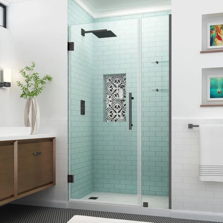 Belmore GS Oil Rubbed Bronze Frameless Hinged Shower Door with Clear Glass
