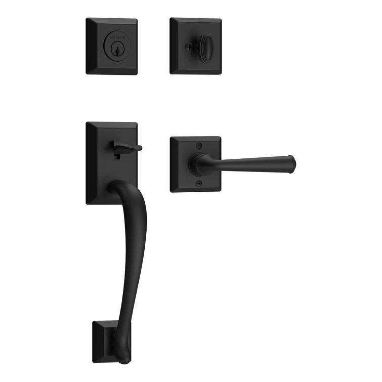 Satin Black Solid Brass Single Cylinder Deadbolt Handleset
