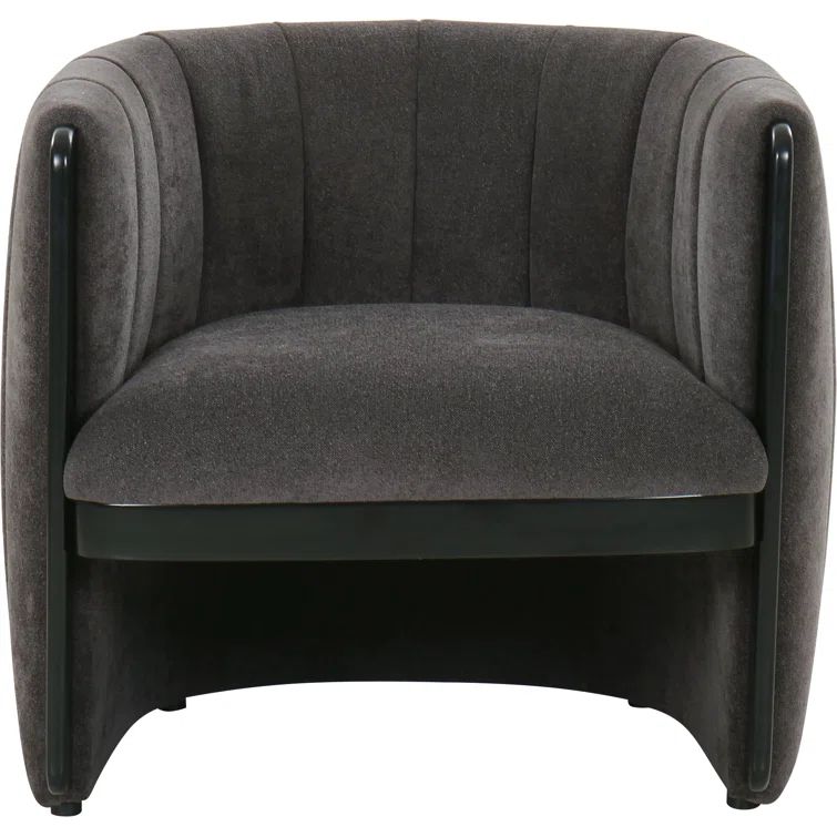 Dark Gray Polyester Upholstered Armchair with Wood Frame