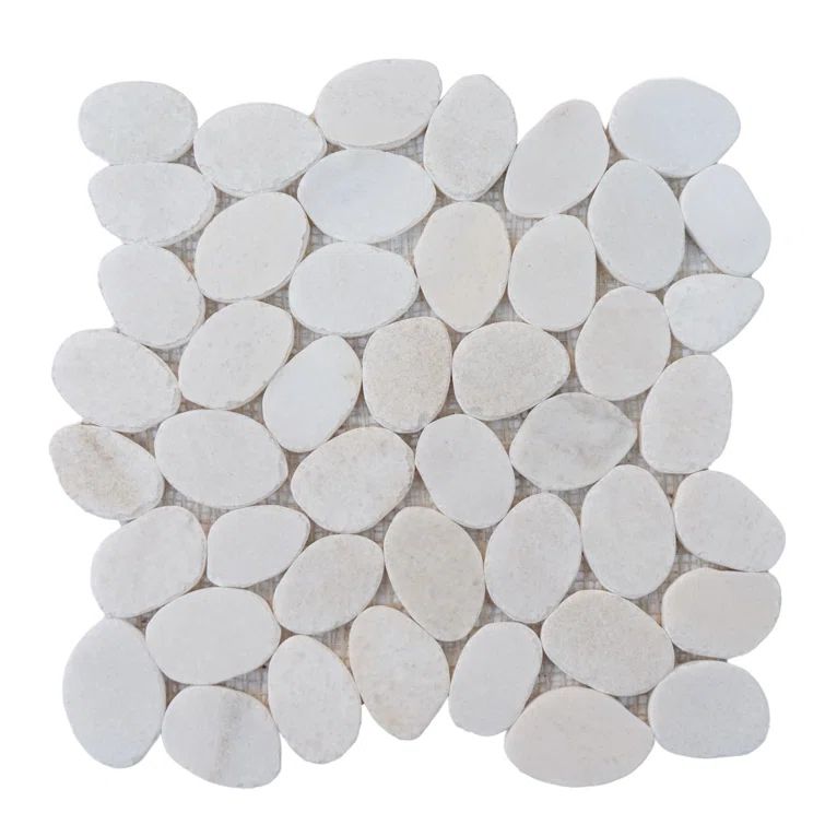 Snow White Natural Stone Pebble Mosaic Tile for Bathroom and Outdoor