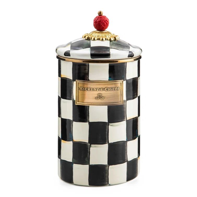 Large Black and White Stainless Steel Enamel Storage Canister