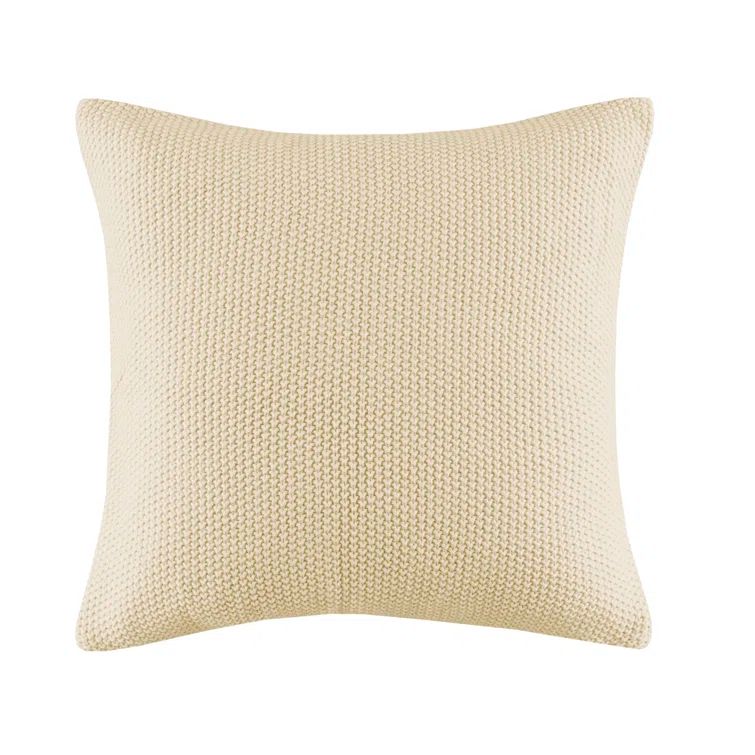 Ivory Knit Cotton Euro Square Pillow Cover