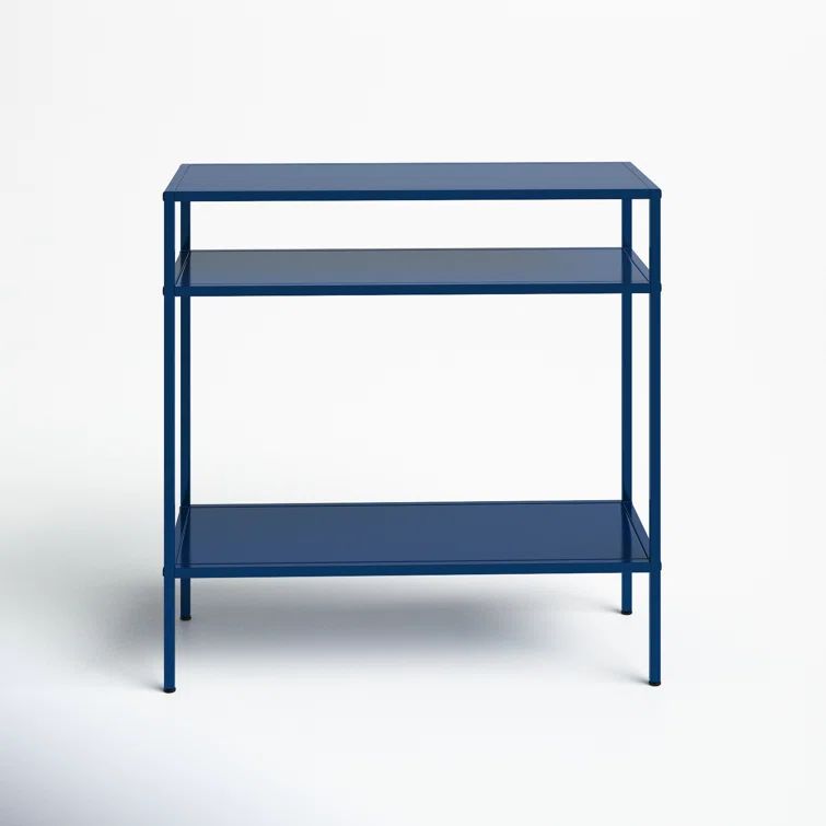 Mykonos Blue Steel Rectangular End Table with Shelves