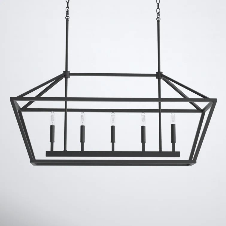 Elegant Matte Black 56" Taper Candle Chandelier with Adjustable Rods