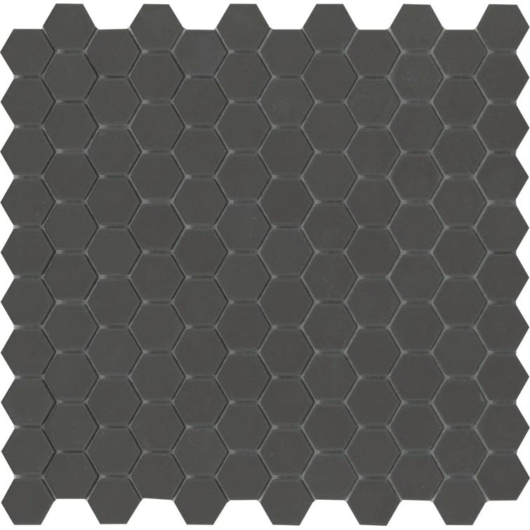 Matte Black Porcelain Hexagon Mosaic Tile 11" x 11"