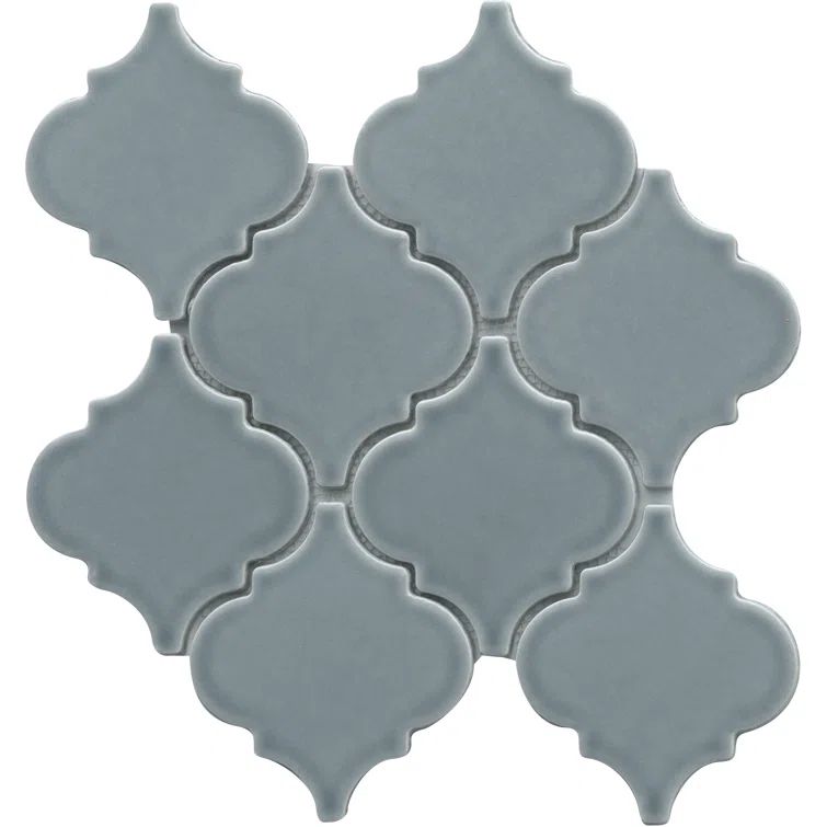 Dove Gray 10" x 11" Ceramic Arabesque Mosaic Wall Tile
