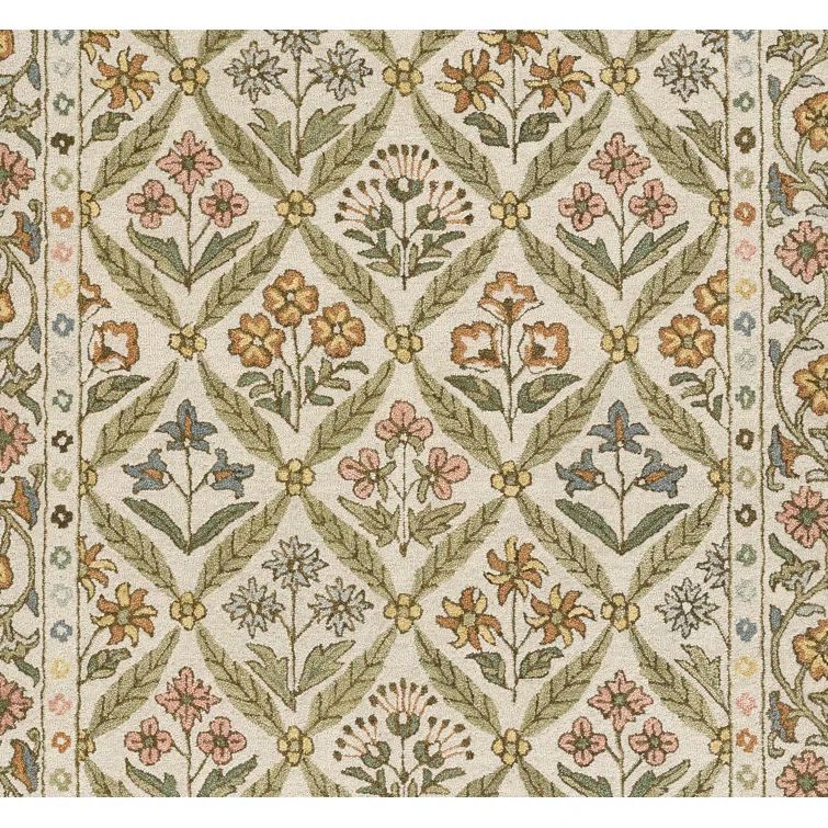 Handmade Green Wool and Viscose Tufted Runner Rug 2.6x8