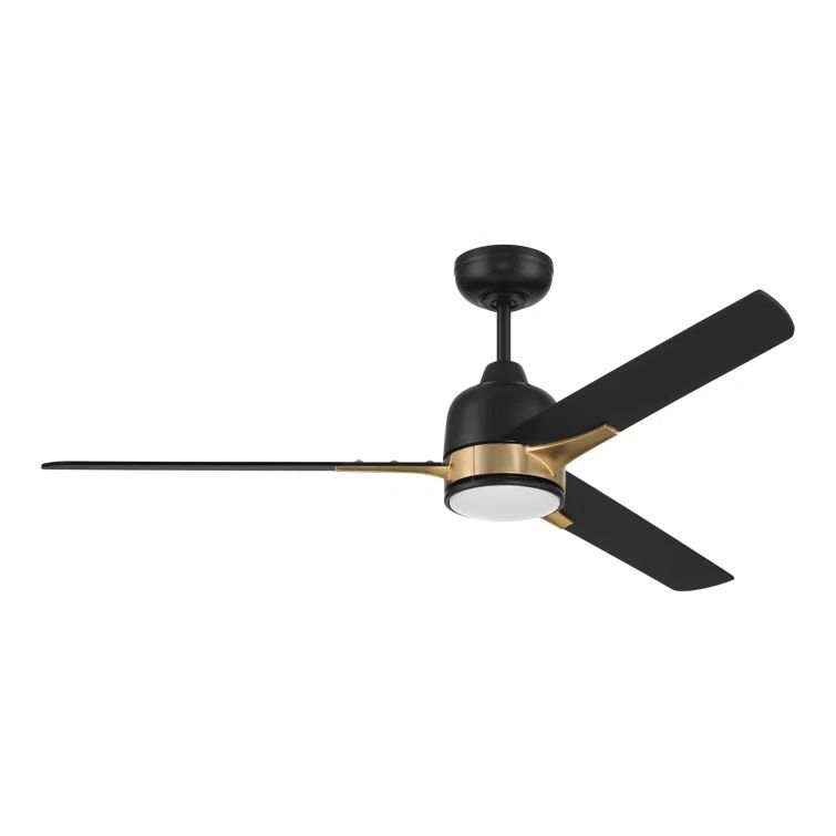 Modern Black and Brass 52" Ceiling Fan with LED Light