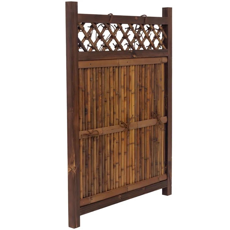4 ft. x 3 ft. Dark Bamboo and Wood Zen Garden Fence Panel